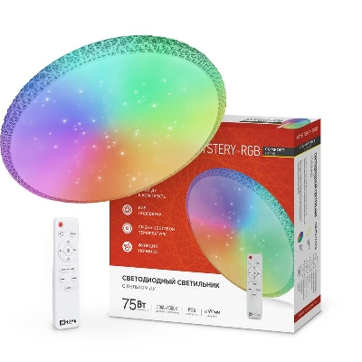 Светильник светодиодный COMFORT MYSTERY-RGB 75Вт 3000-6500К 6000лм 230В 495х85мм с пультом ДУ IN HOME 4690612044637