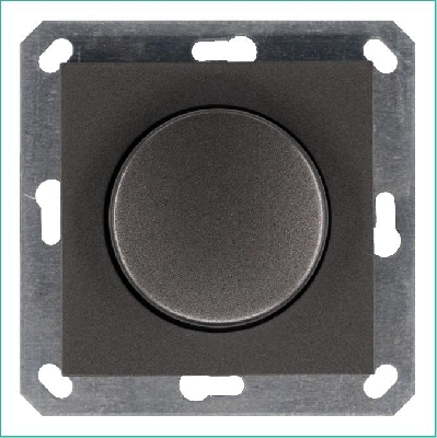 Светорегулятор поворотно-нажимной (диммер) LED 30-400Вт 1gang 2way механизм мокко Jasmart G4012Z