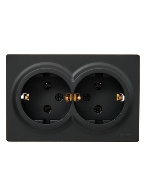 Розетка 2-м ОП LETO с заземл. закрытый корпус ПБТ черн. бархат LEZARD 752-4200-127B
