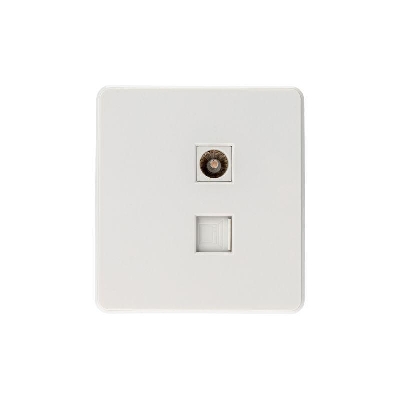 Розетка компьютерная + телевизионная СП ROUND MIELE RJ45 кат6 + TV перламутр Kranz KR-78-0722-1