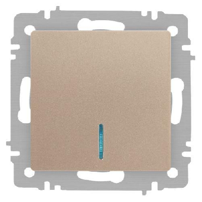 Выключатель 1-кл. СП Accent 6-102-04 10А IP20 250В с подсветкой AL/CU шампань Intro Б0063475