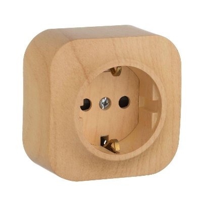 Розетка 1-м ОП Quteo 16А IP20 250В 2P+E с заземл. защ. шторки дерево IEK 782280