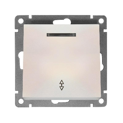 Переключатель проходной 1-кл. СП Афина 10А IP20 с подсветкой механизм жемчуж. Universal A0125-OBr