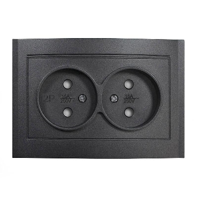 Розетка 2-м СП Бриллиант 16А IP20 без заземл. защ. шторки в сборе графит Universal 7947526-Gr