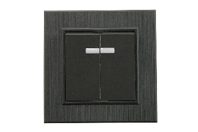 Выключатель 2-клав. с подсветкой Karea LINE STAR чер.Makel 86054023