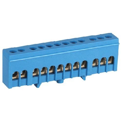 Шина N ноль в изолированном корпусе на DIN-рейку ШНИ-6х9-12-Д син. NO-224-100 Эра Б0062928