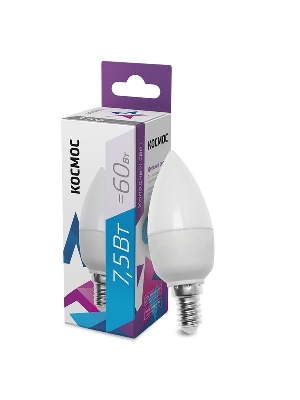 Лампа светодиодная CN 7.5Вт 220В E14 6500К КОСМОС LkecLED7.5wCNE1465