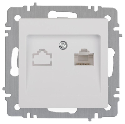 Розетка компьютерная 1-м СП Accent 6-303-01 RJ45 IP20 бел. Intro Б0063624