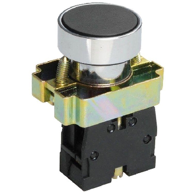 Выключатель кнопочный LAY5-ВА21 без подсветки 1НО цилиндр хром d22мм черн.Электротехник ET012085