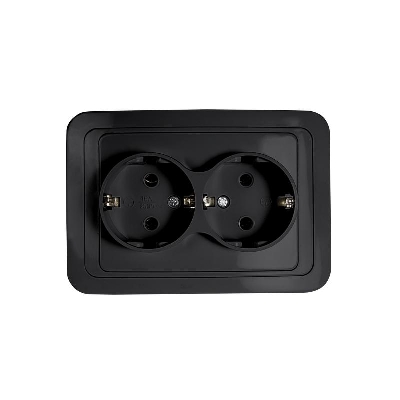 Розетка 2-м CLASSICO с заземл. 2128B черн. IN HOME 4690612061122