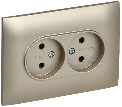 Розетка 2-м SKANDY 10А без заземл. защ. шторки в сборе SK-R09Sh шампань IEK SK-R23-10-K37-F