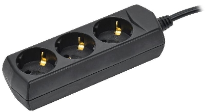 Удлинитель 3х3м с заземл. 10А IP20 У03 250В ПВС 3х1 черн. GENERICA WYP10-10-03-03-Z-K02-G