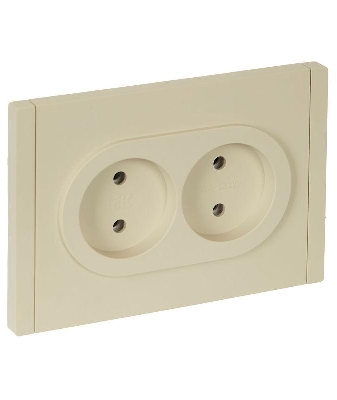 Розетка 2-м СП FORTE&PIANO FP426 10А без заземл. без защ. шторок безвинт. крепл. ваниль IEK FP-R20-10-1-K10