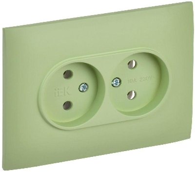 Розетка 2-м SKANDY 10А без заземл. без защ. шторок в сборе SK-R10G мятный IEK SK-R20-10-K06-F
