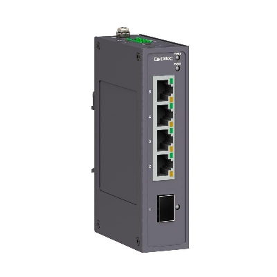 Коммутатор промышленный неуправляемый 1х100Base-X SFP слот: 4х 10/100Base-T(X) портов RJ45 12-48В DC/18-30В AC с резервированием DKC N1000-1SFP4T-P2