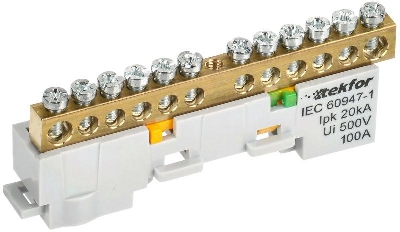 Шина PE "земля" неизол. на универс. держ. 6х9-12-Ж TEKFOR IEK TF-NN10-12-DL-K05