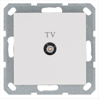 Розетка телевизионная оконечная TV Ф9.5мм механизм бел. глянцевый Jasmart G6001W