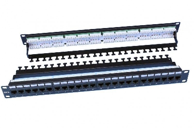 Патч-панель 19дюйм 1U RJ45 кат.6 24 порта Dual IDC ROHS PP3-19-24-8P8C-C6-110D черн. Hyperline 246107