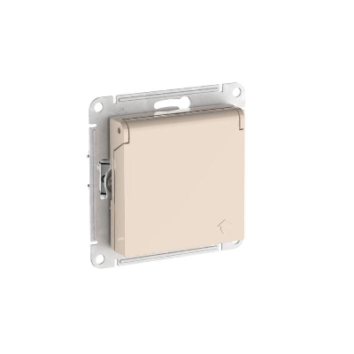 Розетка AtlasDesign 16А IP20 с заземл. защ. шторки с крышкой быстрозажим. клем. механизм беж. SE ATN000246S
