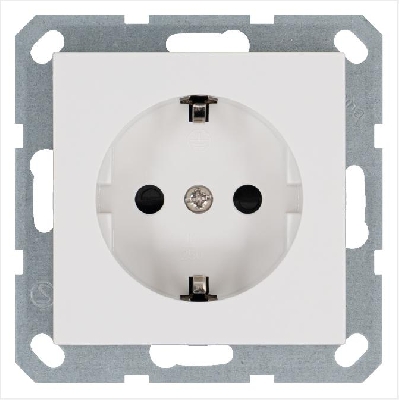 Розетка 1-м Shuko 16А IP20 с заземл. защ. шторки механизм бел. глянцевый Jasmart G5501W