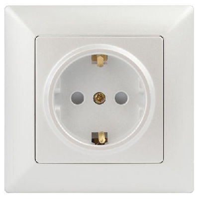 Розетка 1-м СП Solo 4-206-06 16А 250В IP20 2P+E Schuko с заземл. защ. шторки перламутр Intro Б0053686