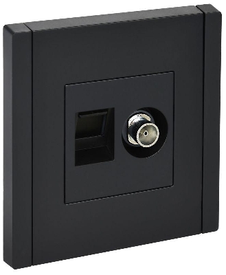 Розетка 2-м TV+RJ45 кат.6 FORTE&PIANO FP137 черн. IEK FP-AK20-2-K02