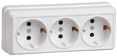 Розетка 3-м ОП Октава РС23-3-ОБ 16А IP20 с заземл. бел. GENERICA ERO31-K01-16-DC
