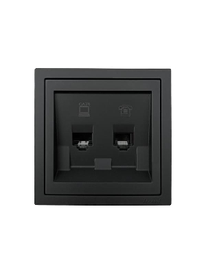 Розетка компьютер+телефон СП ZIMA IP20 с модулем Cat 6 черн. бархат LEZARD 704-4288-144