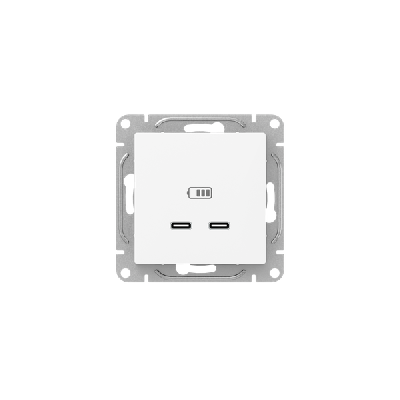 Розетка 2-м СП Эпика USB-C механизм бел. EKF UP1-SOW-2USBC