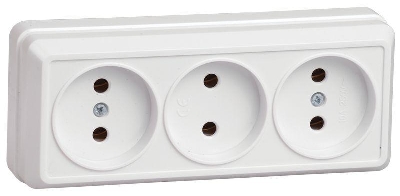Розетка 3-м ОП Октава 10А IP20 без заземл. бел. GENERICA ERO30-K01-10-DC