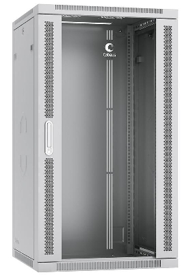 Шкаф телекоммуникационный настенный разобранный SH-05F-22U60/45-R 19дюйм 22U 600х450х1082мм дверь стекло сер. (RAL 7035) Cabeus 10768c