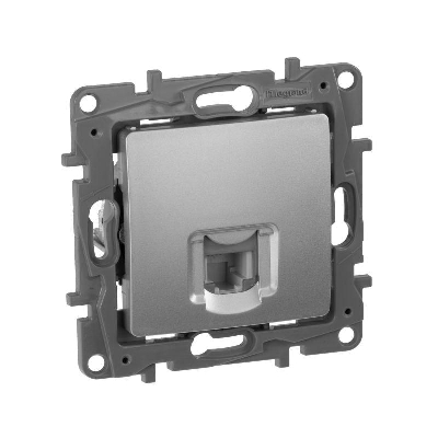 Розетка телефонная 1-м СП Etika RJ11 механизм алюм. IEK 672440