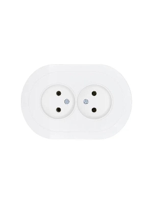 Розетка 2-м СП OSEN без заземл. ПБТ круглая бел. LEZARD 744-0200-128B