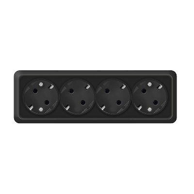 Розетка 4-м ОП Олимп 16А IP20 с заземл. черн. Universal 2221