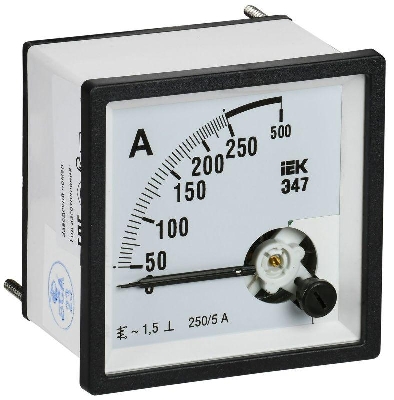 Амперметр Э47 250/5А класс точн. 1.5 72х72мм IEK IPA10-6-0250-E