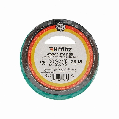 Изолента ПВХ 0.13х19мм 25м зел. Kranz KR-09-2203