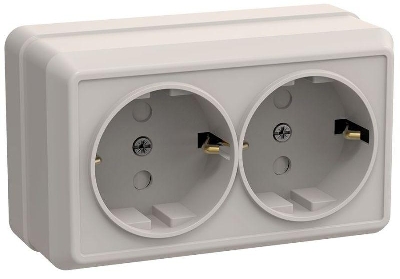 Розетка 2-м ОП Октава РСш22-3-ОКм 16А IP20 с заземл. защ. шторки крем. GENERICA ERO24-K33-16-DC