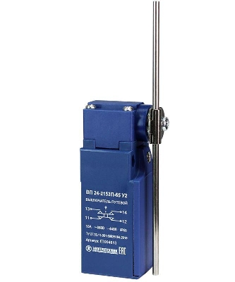 Выключатель путевой ВП 24-2153П-65 У2 1НО+1НЗ 3А IP65 круглый стальной рычаг 20мм без сальника Электротехник ET004613