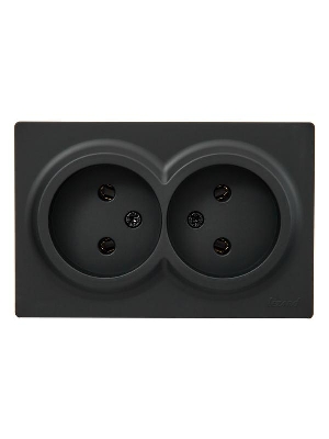 Розетка 2-м ОП LETO без заземл. закрытый корпус ПБТ черн. бархат LEZARD 752-4200-128B