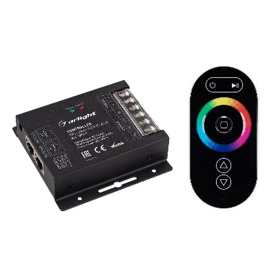Контроллер ARL-OVAL-RGB Black 12-24В 3х10А ПДУ Овал RF RJ45 IP20 метал. Arlight 027157