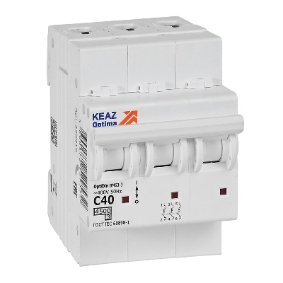 Выключатель автоматический модульный 3п C 40А OptiDin BM63-3C40-4.5-УХЛ3 КЭАЗ 326816