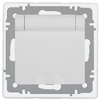 Розетка 1-м СП Accent 6-209-01 16А IP44 250В 2P+E Schuko с крышкой защ. штор. AL/CU бел. Intro Б0063553