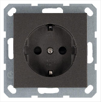 Розетка 1-м Shuko 16А IP20 с заземл. защ. шторки механизм мокко Jasmart G5501Z