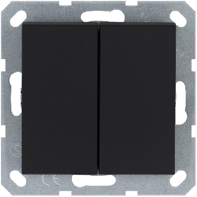 Кнопка 2-кл. 10А IP20 с переключающим контактом механизм черн. матов. soft touch Jasmart G3020PB