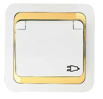 Розетка Mimoza с заземл. и крышкой с зол. вставкой Makel 12229