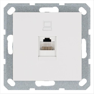 Розетка компьютерная 1-м RJ45 IP20 кат. 5E механизм бел. глянцевый Jasmart G6105W