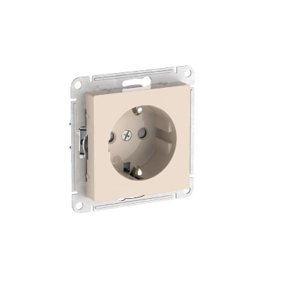 Розетка AtlasDesign 16А с заземл. защ. шторки быстрозажим. клем. механизм беж. SE ATN000245S