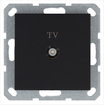 Розетка телевизионная оконечная TV Ф9.5мм механизм черн. матов. soft touch Jasmart G6001PB