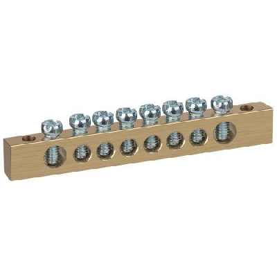 Шина NO-122-21 PEN "земля-ноль" 8х12мм 8/2 крепеж по краям латунь ЭРА Б0047236