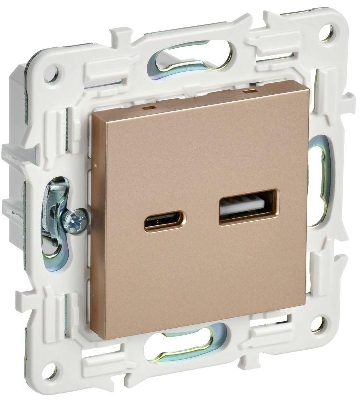 Розетка USB A+C 3.1А SKANDY SK-R14Sa песочн. IEK SK-U22-D31-K98